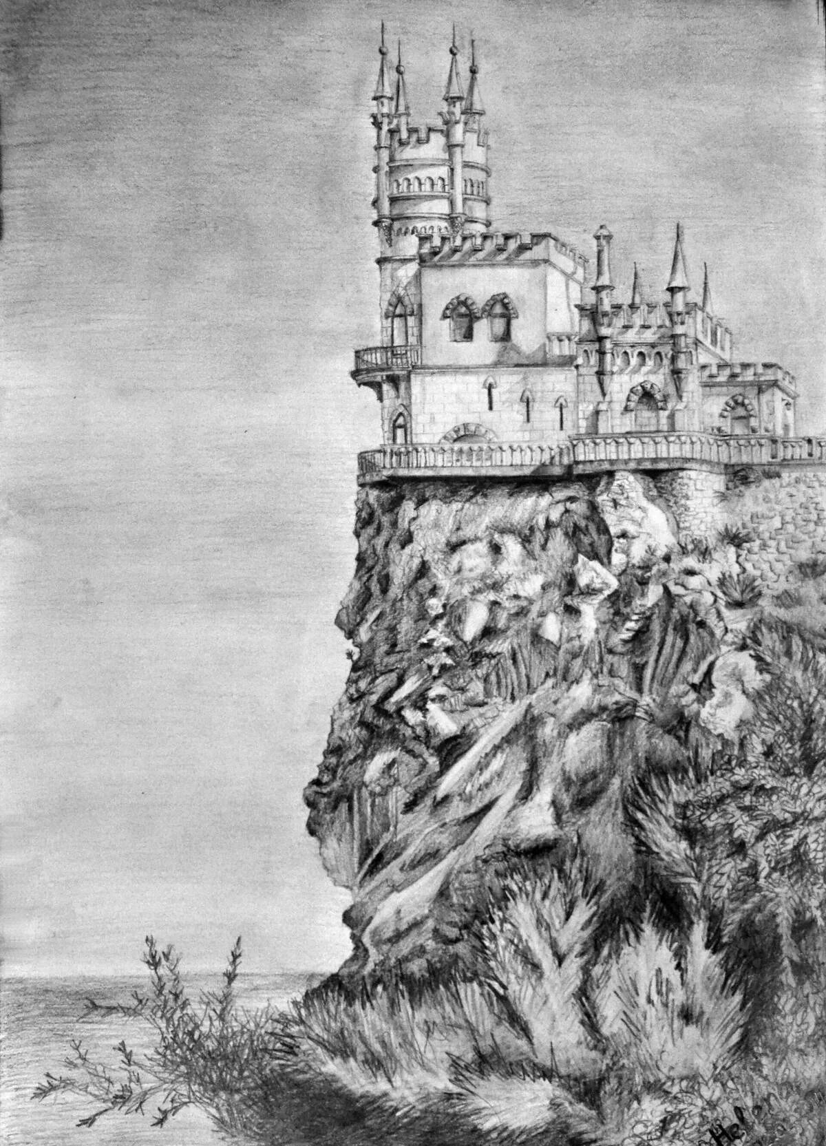Ласточкино гнездо раскраска. Ласточкино гнездо в Крыму рисунок. Ласточкино гнездо гравюра. Крым Ласточкино гнездо черно белая. Линогравюры Ласточкино гнездо Крым.