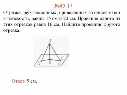 Наклонные проведенные из одной точки равны