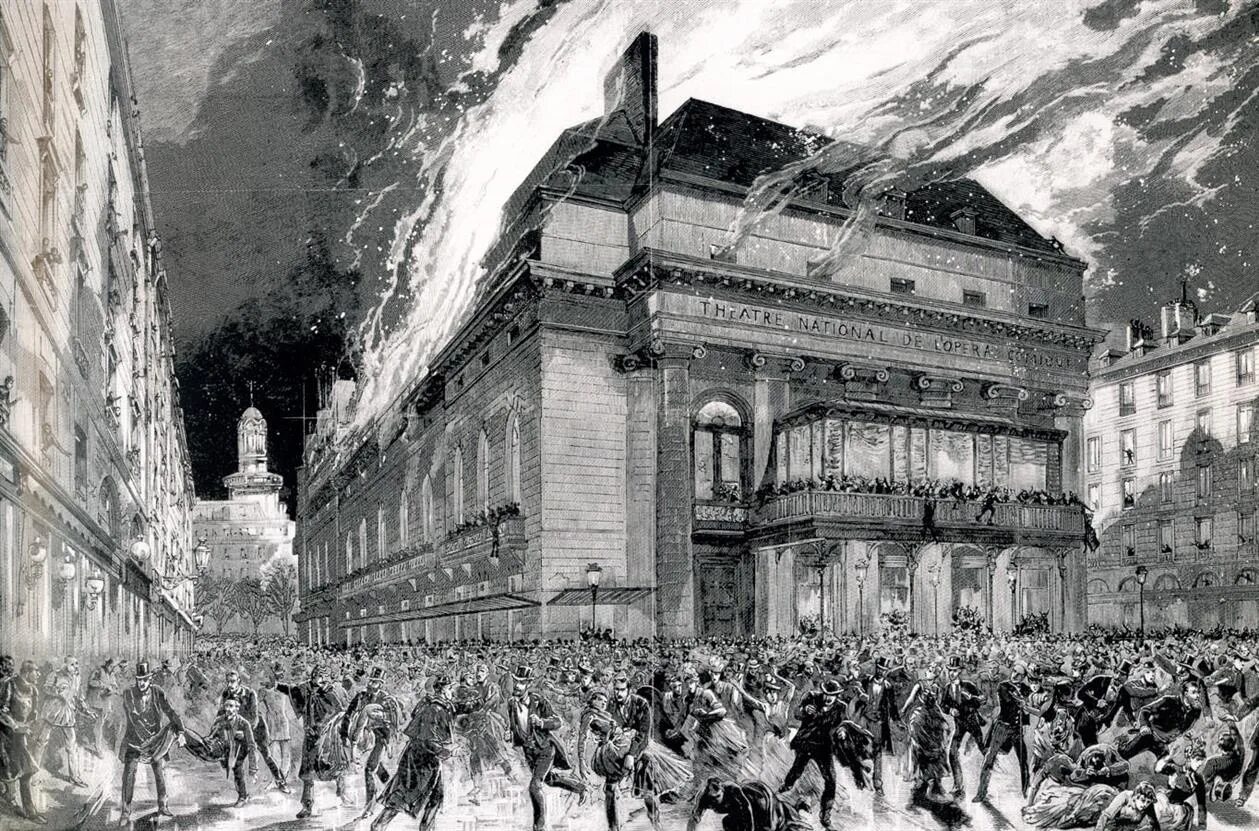 Театр после пожара. Пожар в венском театре в 1881 году. Пожар в Венской опере 1881. Пожар в Рингтеатре Вена. Опера комик Париж.