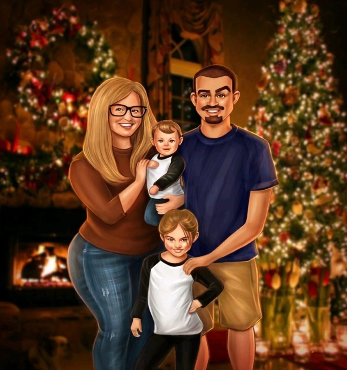 Art be family. Семейный портрет Дрим арт. Семейный портрет в стиле. Семья арты. Портрет в мультяшном стиле.