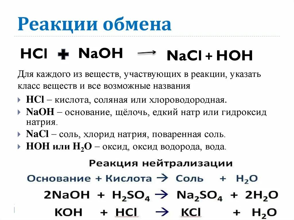 Плюс соляная кислота реакции. Натрий хлорид плюс вода реакция. Гидроксид натрия и соляная кислота. 2 Реакции обмена. Naoh какая кислота