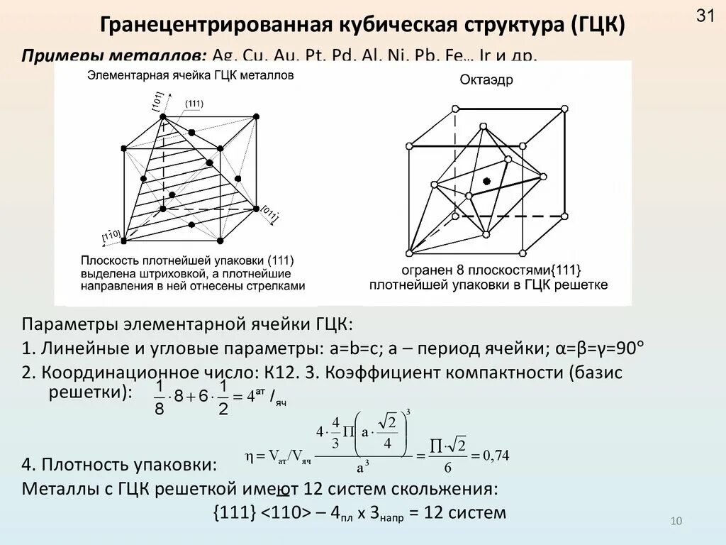 Базис гексагональной плотноупакованной решетки. Характеристики гранецентрированной кубической элементарной ячейки. Плотность упаковки ГЦК. Гранецентрированная решетка параметры.