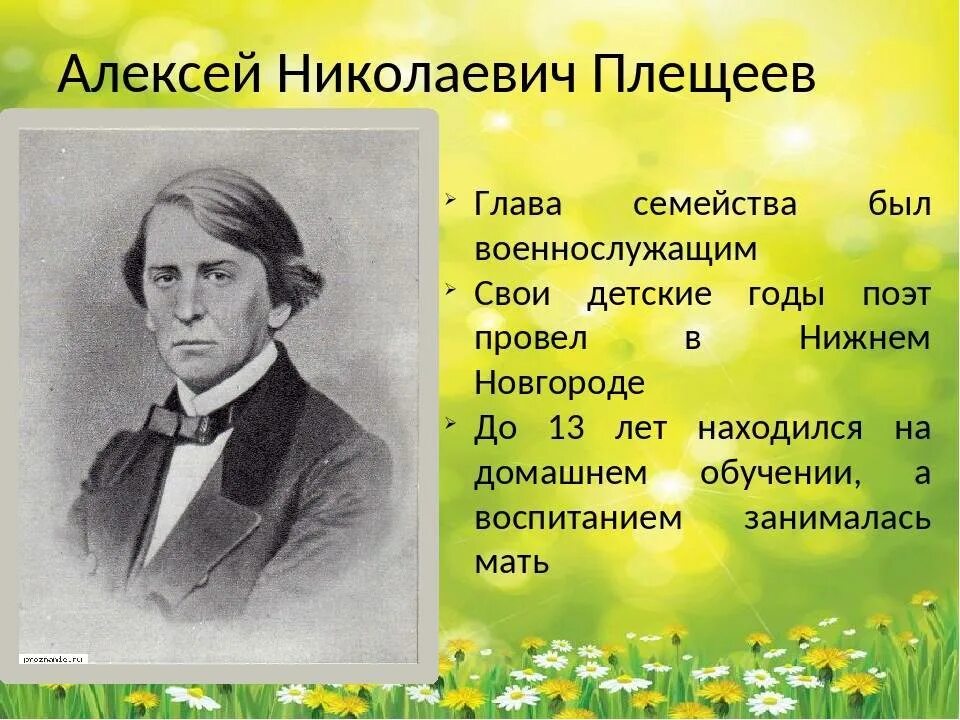 Поэты а н Плещеев. Стихотворение алексея николаевича