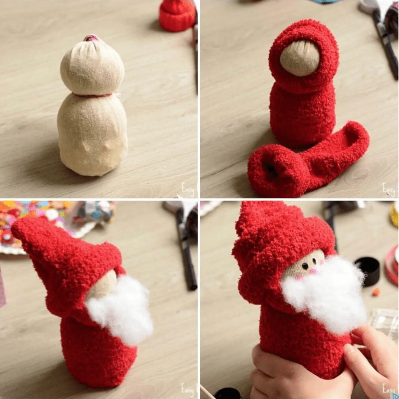 как сделать деда мороза из носка. санта клаус из носка своими руками. снегурочка из носка. игрушка дед мороз из носка. дед мороз из носка пошагово.