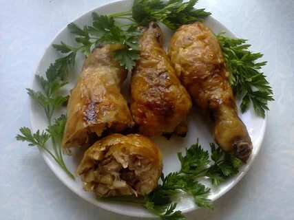 Куриные окорочка грибы