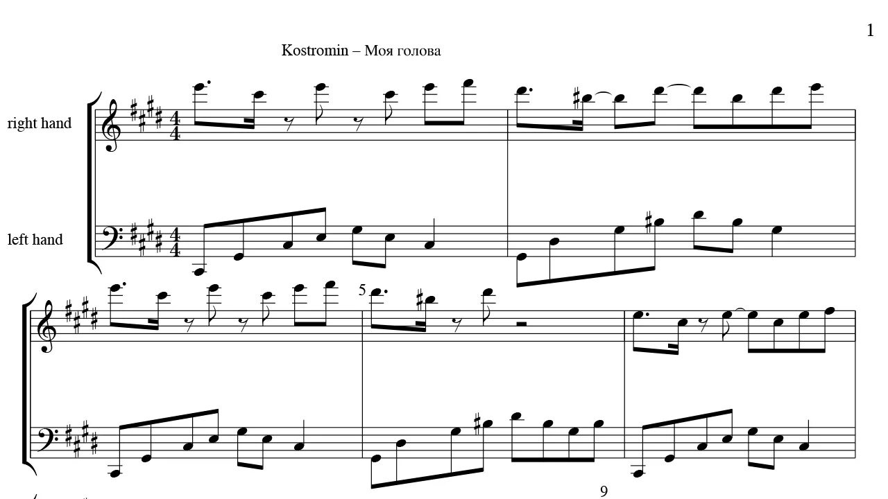 Kostromin моя голова винтом. Моя голова винтом Ноты.