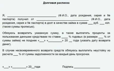 Претензия по расписке между физическими лицами образец