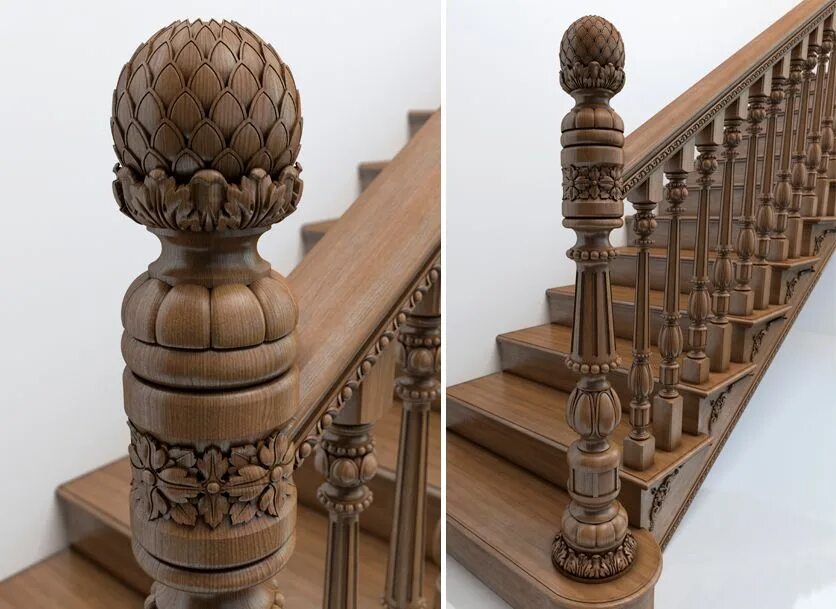 Виды балясин для лестниц из дерева фото Horner Millwork Wooden staircase design, Staircase railing design, Staircase dec