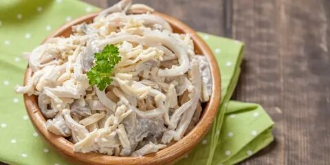 Кальмар курица грибы