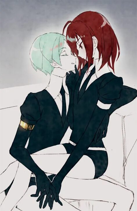 Https kuni. Киноварь и Фосфофиллит Юри. Фосфофиллит и киноварь арт. Phosphophyllite x Cinnabar. Киноварь и Фосфофиллит поцелуй.