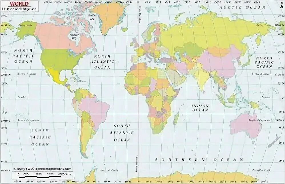 Map latitude. Latitude of famous cities on map.