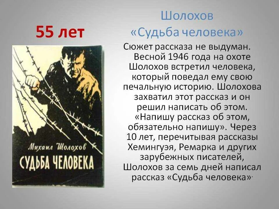 История рассказа судьба человека кратко