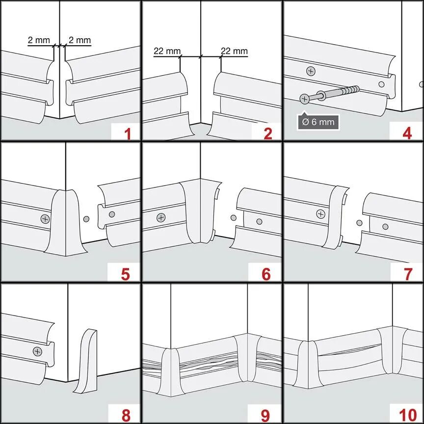 Крепление плинтусов пластиковых с кабель каналом к стене. Крепление наружного угла пластикового плинтуса 80мм. Как правильно прикрутить плинтуса пластиковые с кабель каналом. Плинтус 80 мм пластиковый схема. Как крепятся пластиковые плинтуса