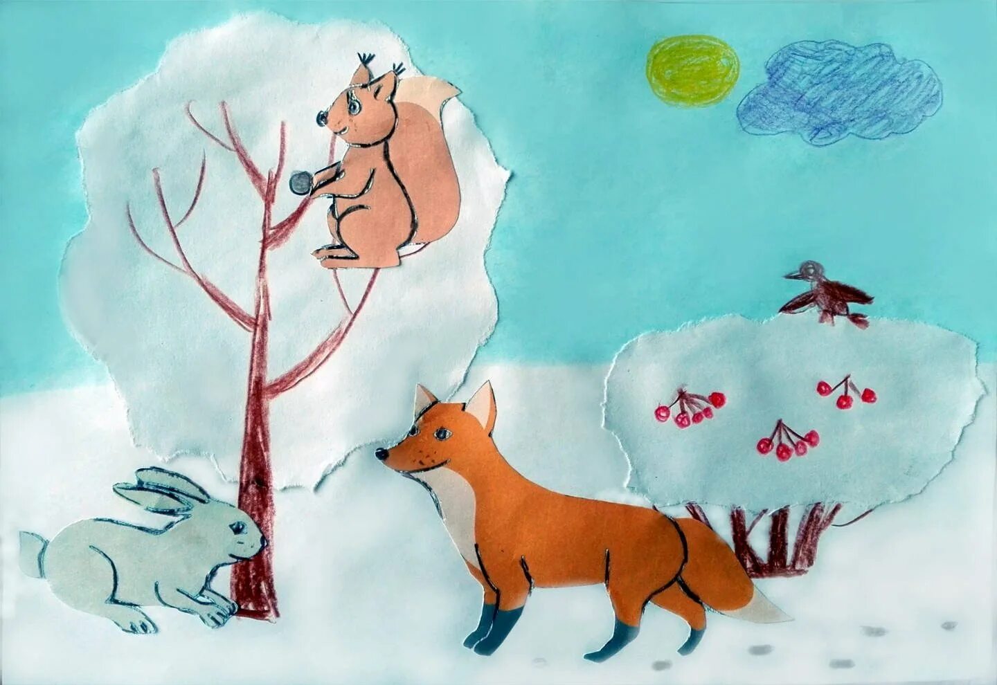 Рисование тема зима цель. Рисунок на тему зима. рисование дикие животные зимой. аппликация на тему животные зимой. рисование звери в зимнем лесу.