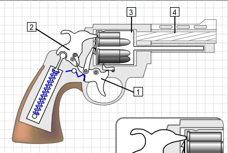 Работа револьвера. Спусковой механизм револьвера схема. УСМ револьвера чертеж. Механизм револьвера чертёж. Устройство револьвера Наган схема.