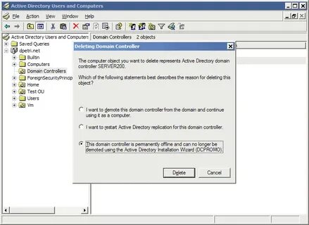 Удаление active directory