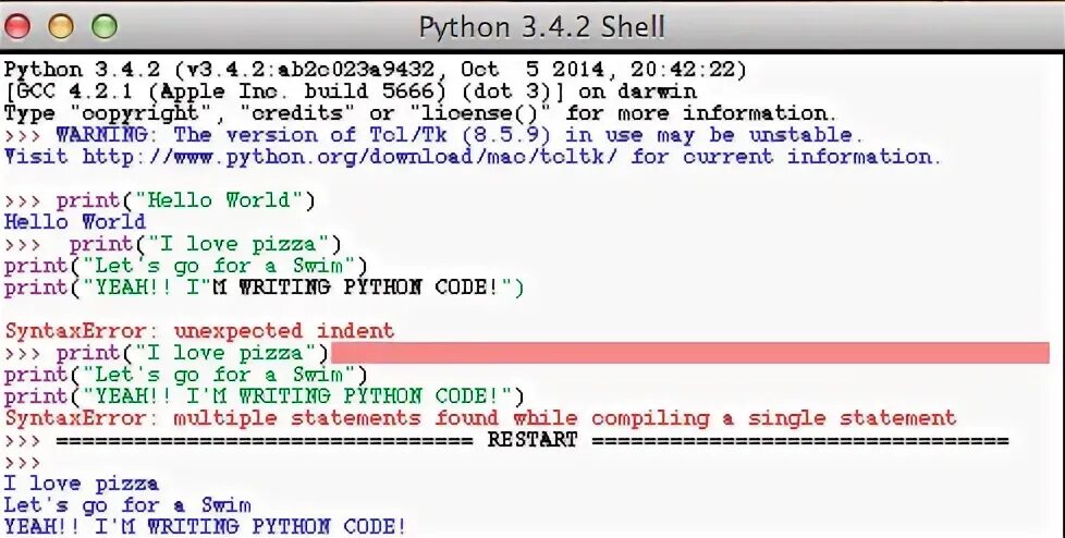 SYNTAXERROR: multiple Statements found while compiling a Single Statement. Unexpected indent в питоне. Команды рестарта для Пайтона. SYNTAXERROR: multiple Statements found while compiling a Single Statement перевод.