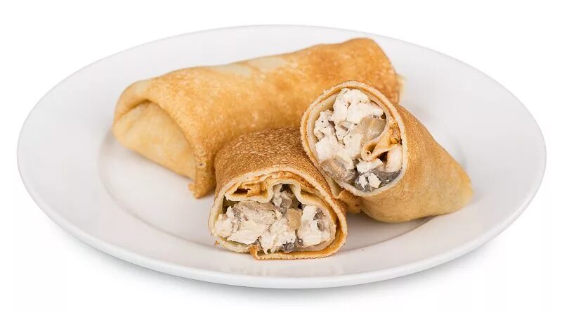 Блины фаршированные курицей и сыром