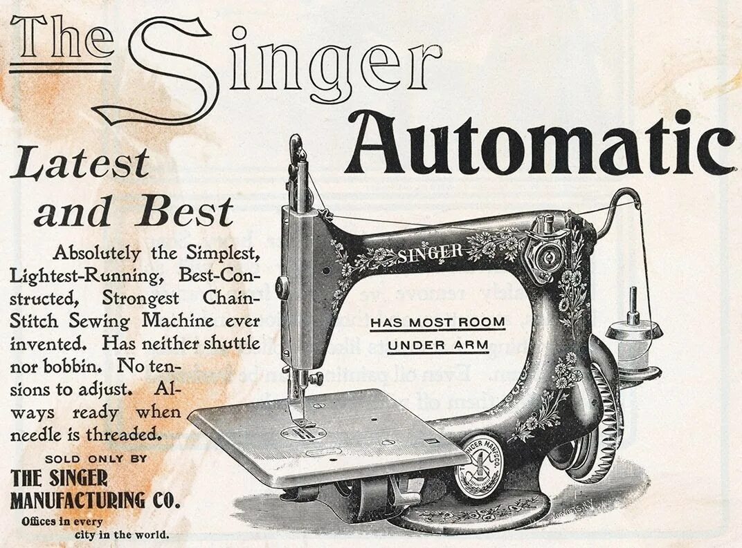 Цепляет швейная машинка. Швейная машина Исаака Зингера. Швейная машинка Зингер 19 век. Швейная машина 19 века Зингер.