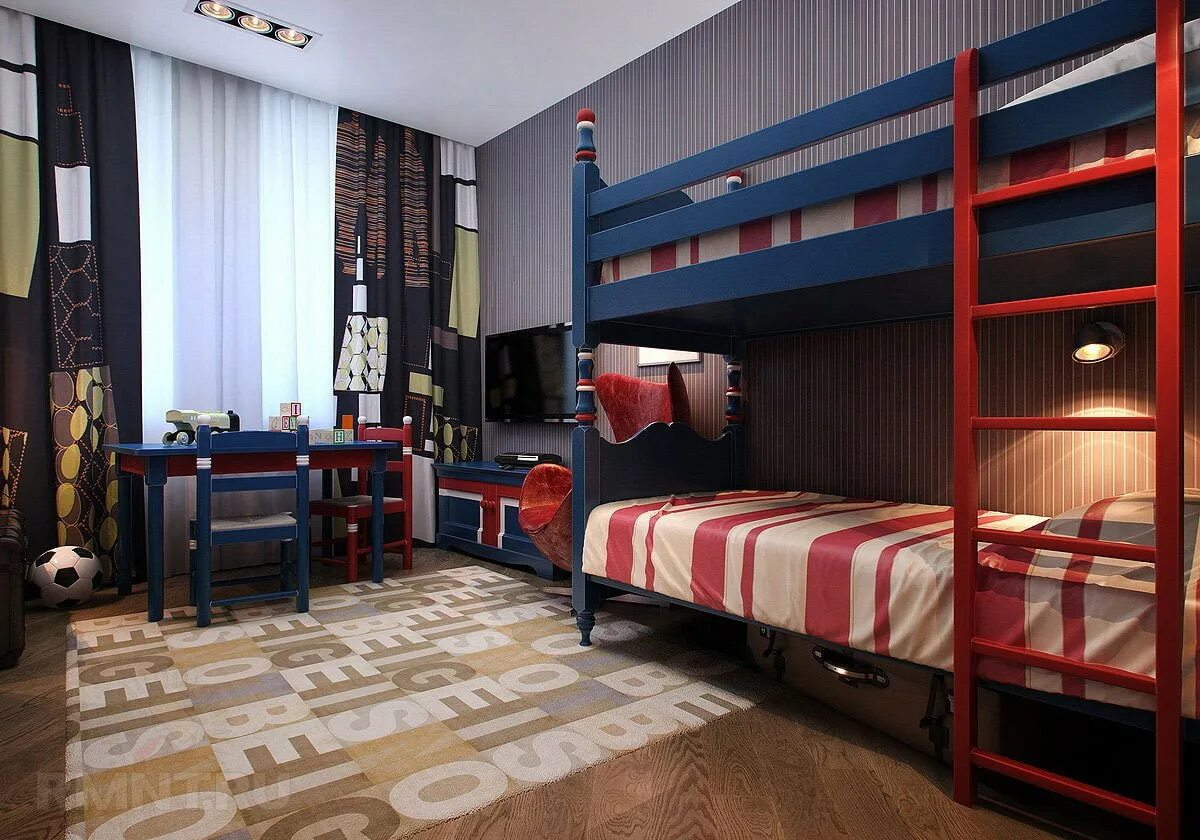 Найти комнату на 2 человека. Спальня для 2 мальчиков. Интерьер комнаты для двух мальчиков. Дизайн детской комнаты для двух мальчиков. Интерьер комнаты для двух подростков мальчиков.