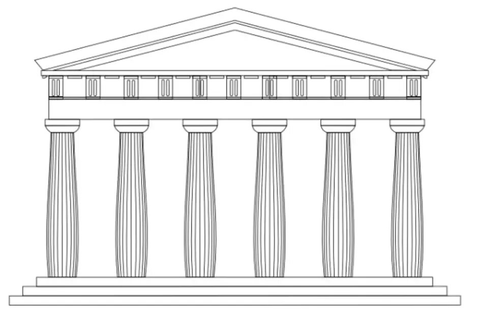 Античный храм рисунок. Храм Парфенон в Афинах. Храм Афины Парфенон черно белый. Греческий храм Парфенон из бумаги.