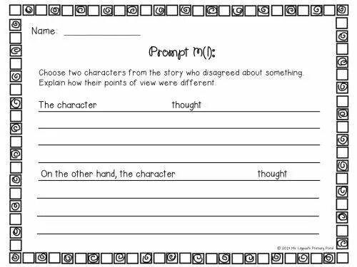 Prompt for as. 7 th grade written. 1st grade pupil characteristic letter. un straight square for writing text.