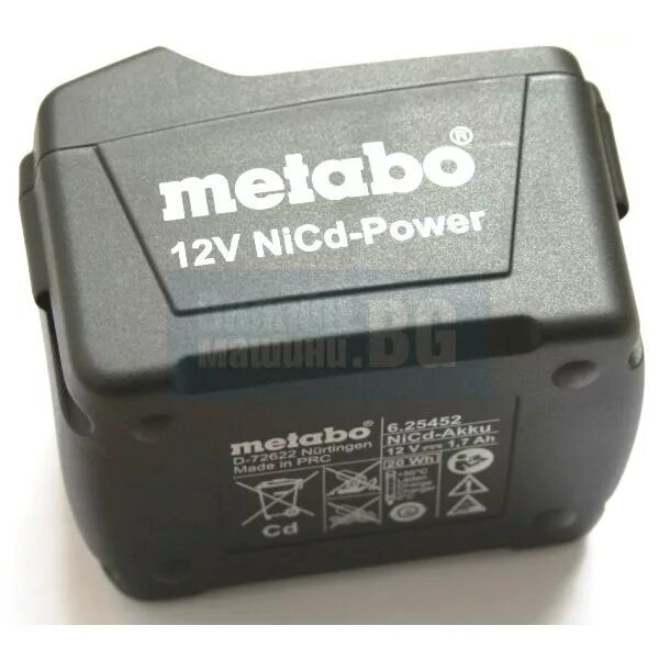 Аккумулятор ni cd 12v. Аккумулятор для шуруповерта Metabo 12v 1.7Ah. Metabo BS 12 NICD аккумулятор. Metabo NICD-Power 12 в, 1,7 Ач 625452000. Metabo 12в 1.7Ач NICD.