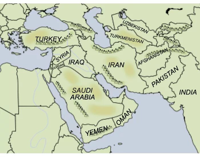 Южная азия на карте. W asia. West asia. Южная азия на карте. Карта азии на белом фоне.