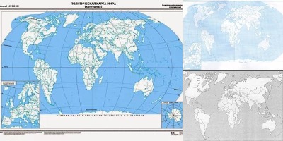 политическая контурная карта мира