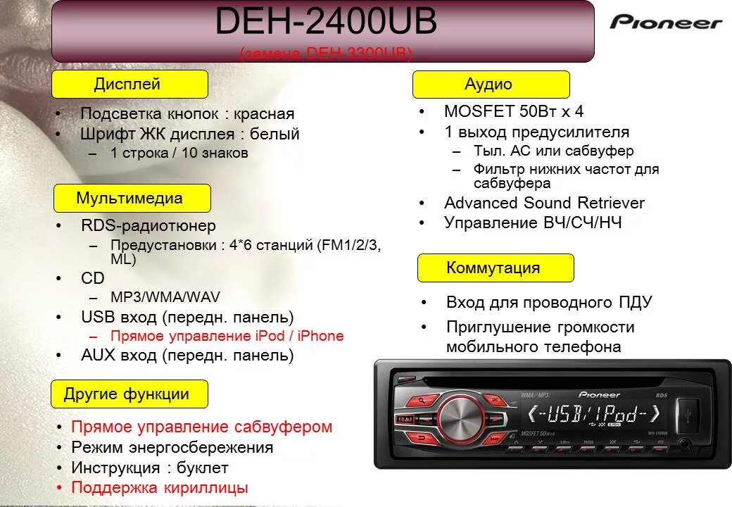 Как настроить часы пионер. Магнитола Пионер deh 2400ub. Магнитола Пионер deh 3300ub. Магнитола Пионер deh 2200 кнопки. Панель магнитолы Pioneer deh 3300r.