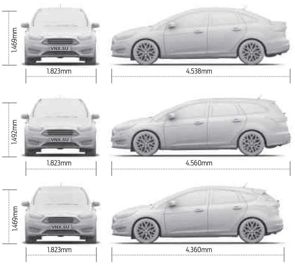 Габариты фокус 2. Ford Focus 3 седан габариты. Ford Focus 3 универсал габариты. Ford Focus 3 хэтчбек габариты. Габариты Форд фокус 3 и 2.