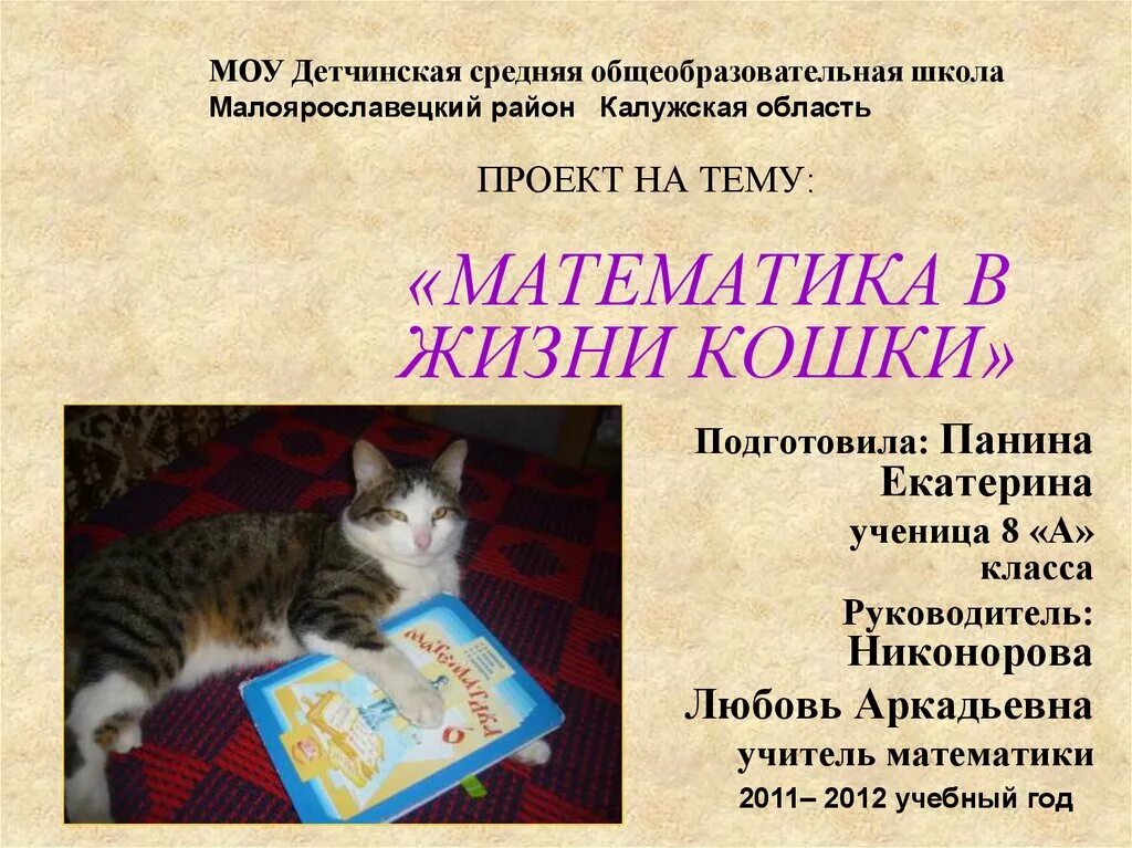 Сколько живет математик. Математика в жизни кошки. Проект на тему математика в жизни кошки. Проект на тему кошки. Математика в жизни презентация.