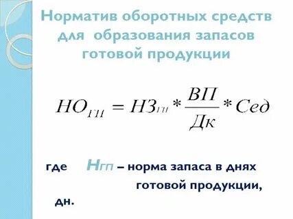 Норматив запаса готовой продукции
