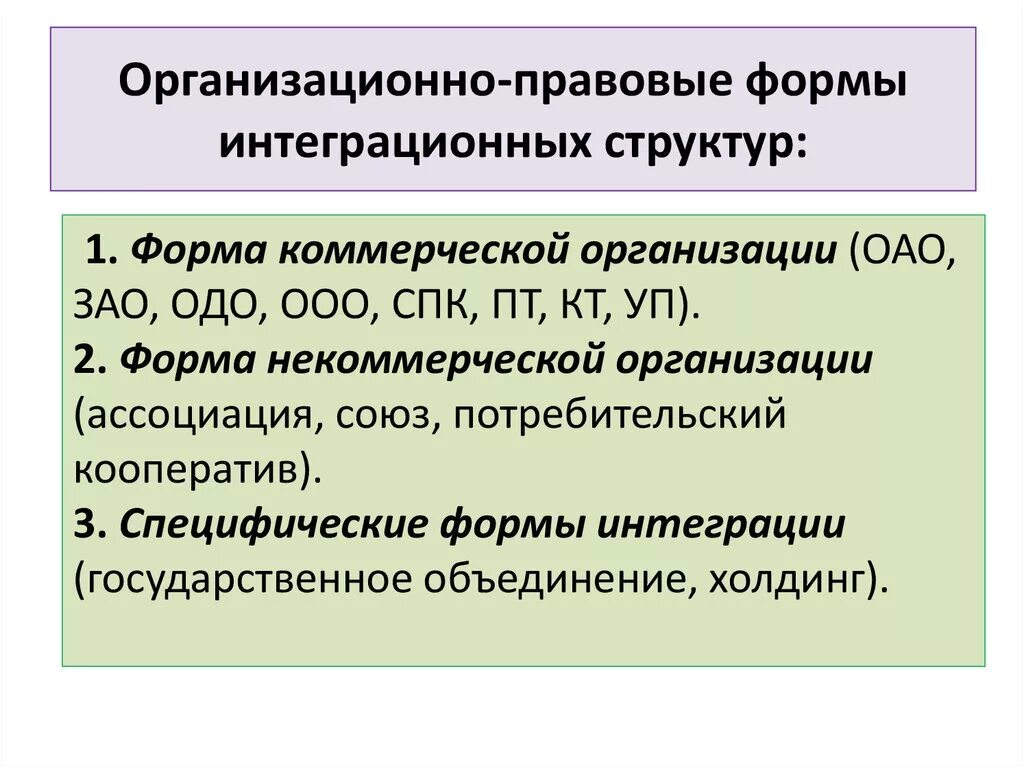 Организационно правовая форма общественной организации. Организационно-правовая форма это. Формы интеграционных объединений. Современные организационно-правовые формы. Организационно-правовые формы горизонтальной интеграции.