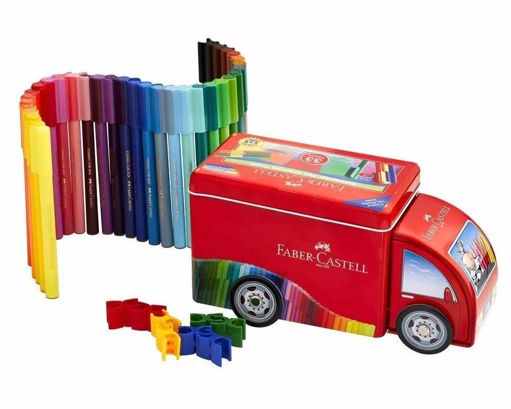 Машинка 33 см. Faber Castell фломастеры машина. Фломастеры Faber-Castell Connector Truck 33 цвета 155533. Фабер Кастелл комплект маркеры. Набор фломастеров с машинками.