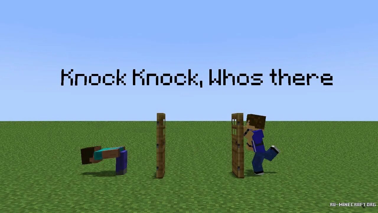 The knocker minecraft. Minecraft funny. Knock Knock jokes. Шутки про майнкрафт картинки. Тень майнкрафт.