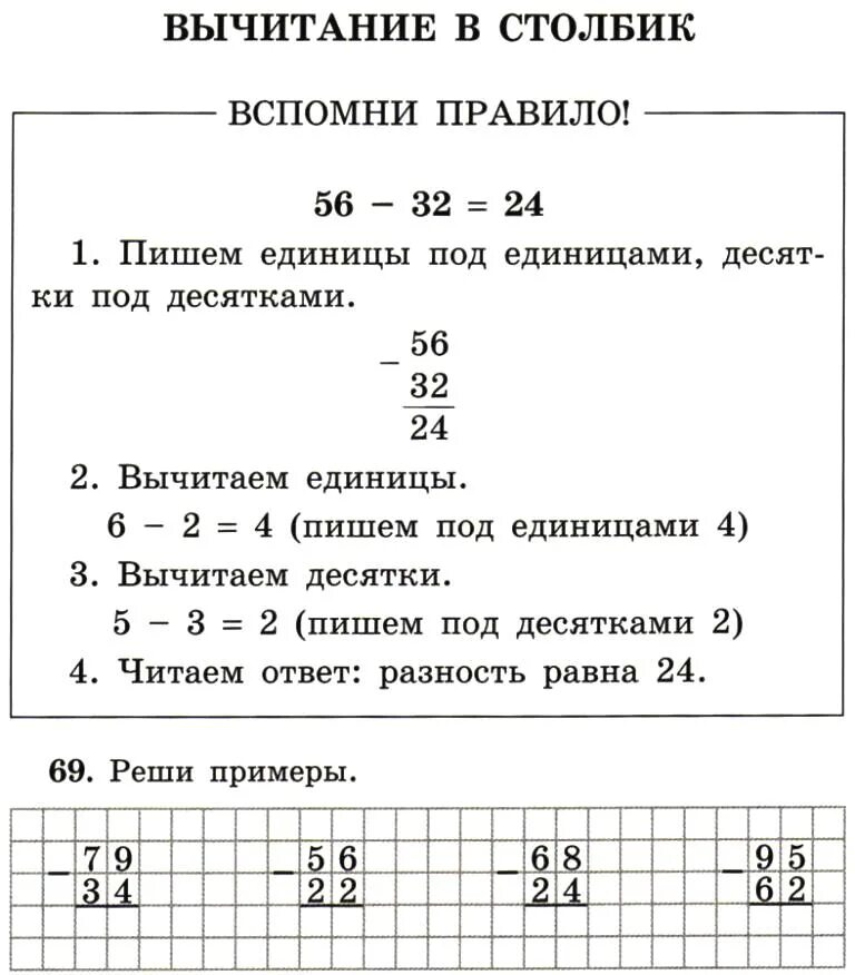 Контрольная работа 2 класс двузначные числа. Решение столбиком 2 класс правило. сложение и вычитание столбиком 2 класс правило. алгоритм сложения столбиком 2 класс. математика 2 класс задания вычитание в столбик.