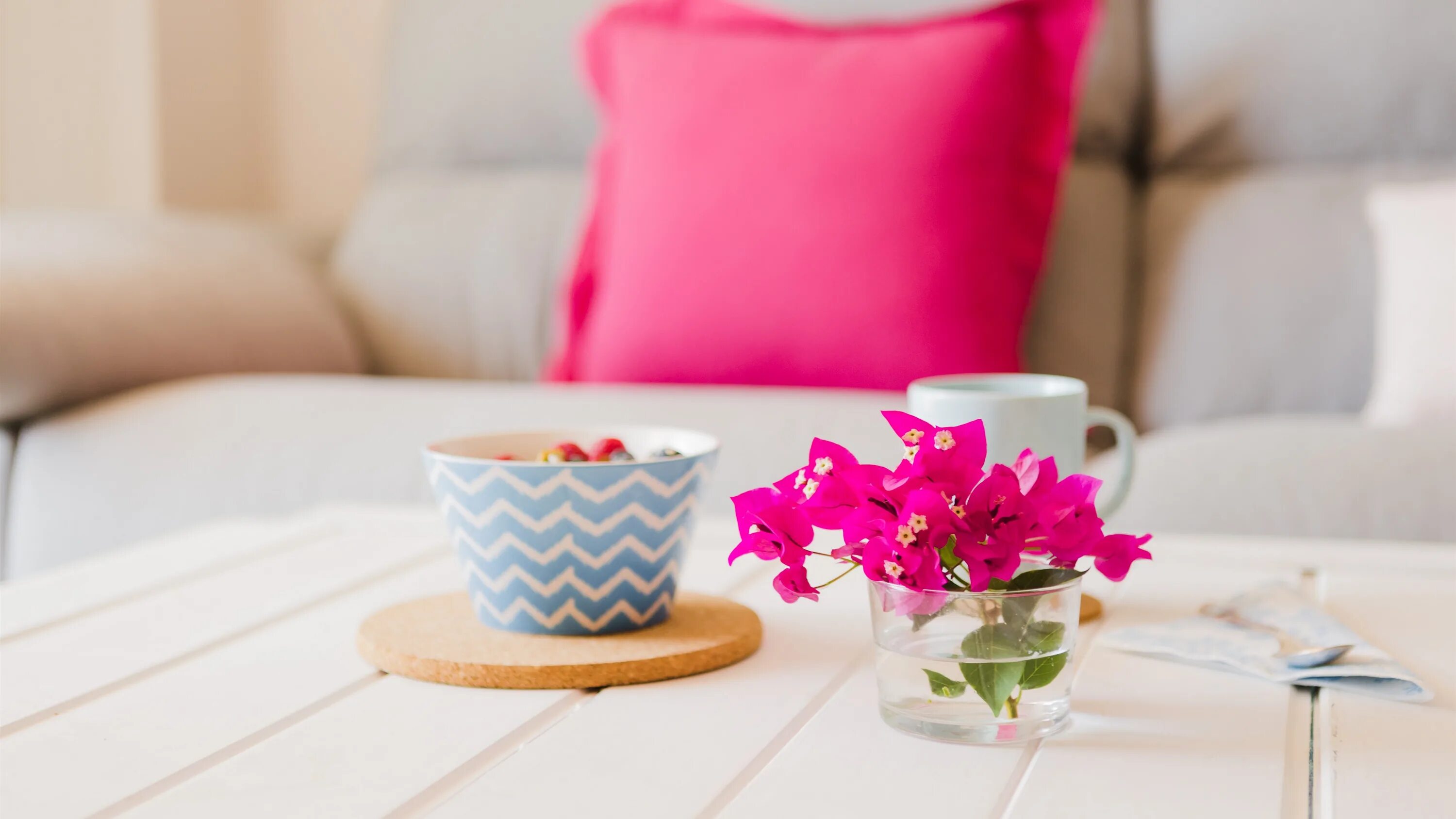 There are flowers on the table