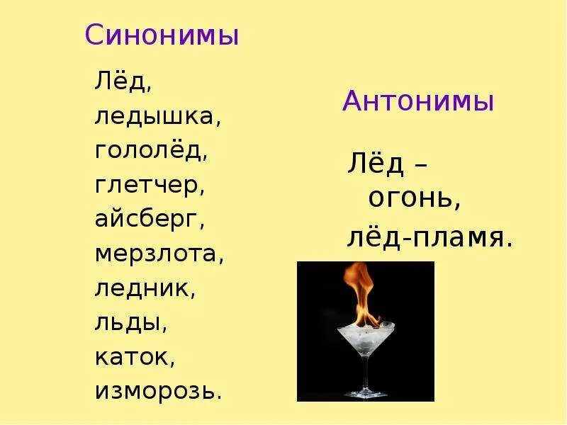 Класс похожие слова. Синонимы к слову лёд. Антонимы к слову лед. Синонимы к слову лёд 3 класс. Синонимы и антонимы к слову лед.