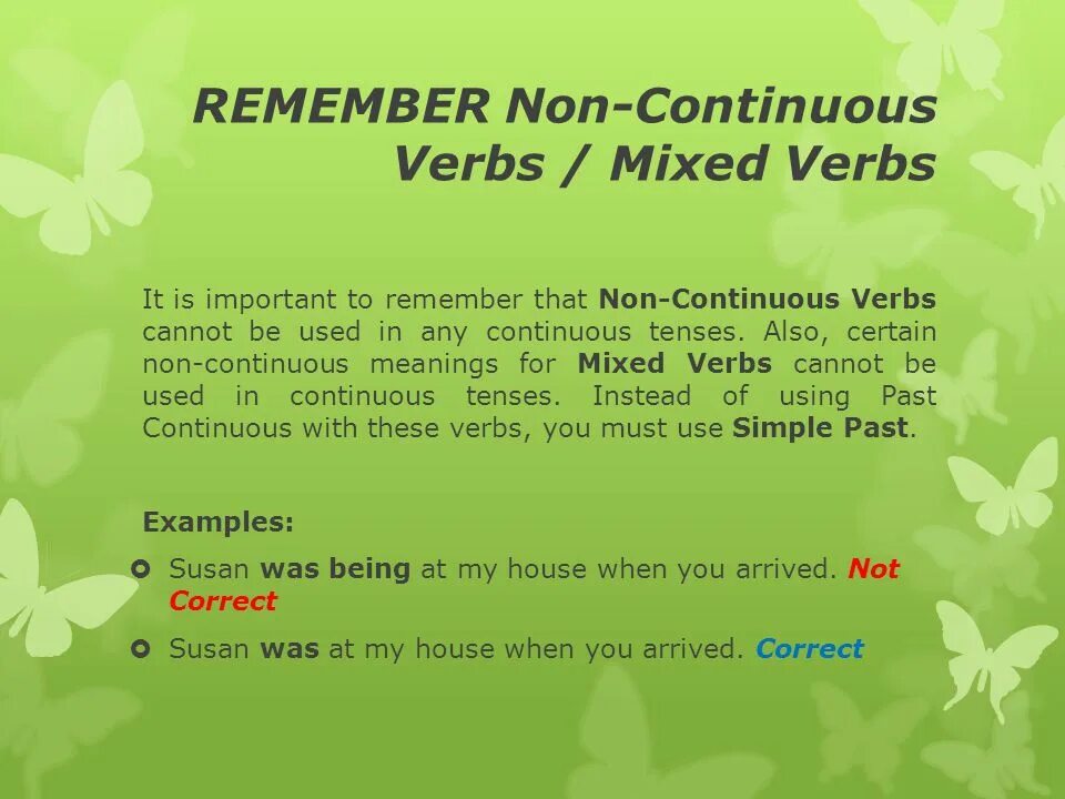 Non continuous verbs