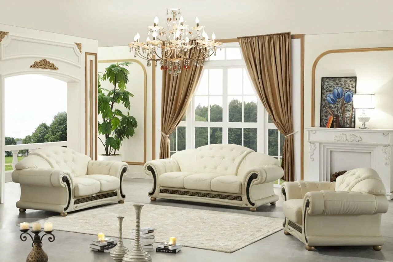 Комплекты диванов в гостиную. Мебель Версаче комплект диван кресло. Диван Versace (2-х местный) белый (versus). Мебель мягкая Версаче Версаче. Кожаный диван Версаче.