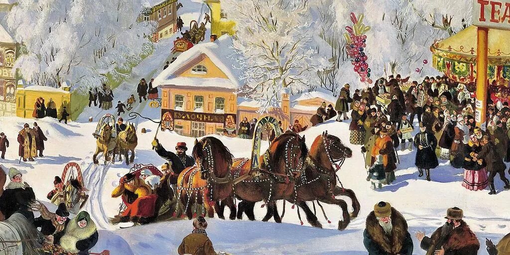 Б кустодиева масленица. Борис кустодиев масленица 1916. кустодиев масленичное катание.