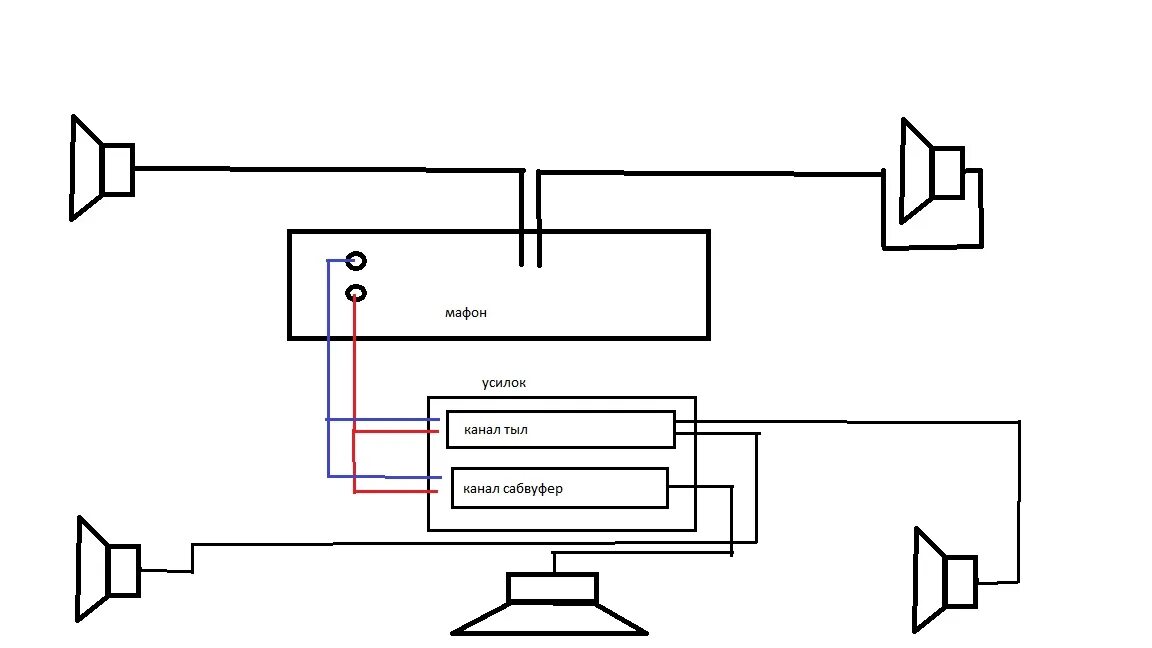 Как подключить мафон. Схема подключения сабвуфера к магнитоле Пионер без усилителя. Схема подключения магнитолы к усилителю Пионер. Магнитола Пионер MVH-150ub схема подключения сабвуфера. Схема подключения пассивного сабвуфера к магнитоле Pioneer.