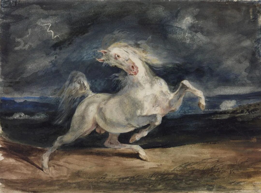 В каких произведениях есть конь. Делакруа лошадь испуганная молнией. Эжен Делакруа лошадь. Эжен Делакруа лошадь испугавшаяся грозы. Э.Делакруа, лошадь, испуганная молнией, 1824.
