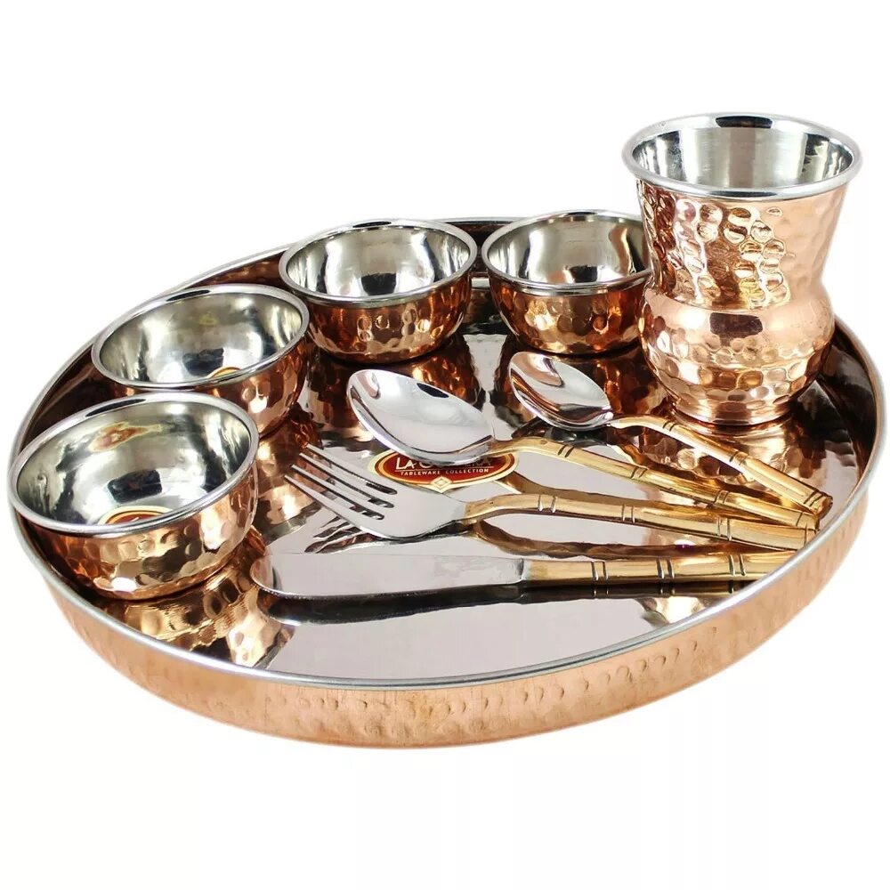 Купить метал посуда в спб. Индийская посуда тхали. Столовый набор dinner Set. Посуда для тхали. Металлическая посуда для сервировки.