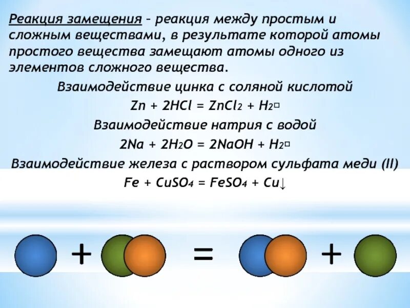 Реакция замещения zn. Реакции замещение химия 11 класс. Реакция замещения - это реакция между. Реакции замещения со сложными веществами. Тип реакции замещение.