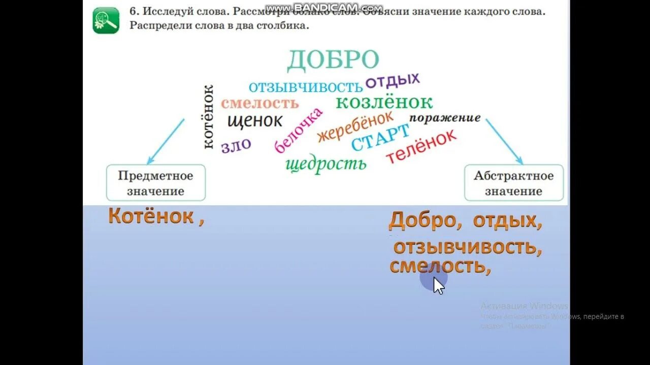 Слово и его значение 2 класс урок. Слова с абстрактным значением. слова с отвлеченный значением. группы слов. абстрактное и конкретное существительное.