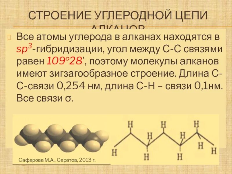 Алканы углеродной цепи