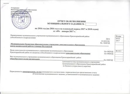 Отчетность муниципального учреждения