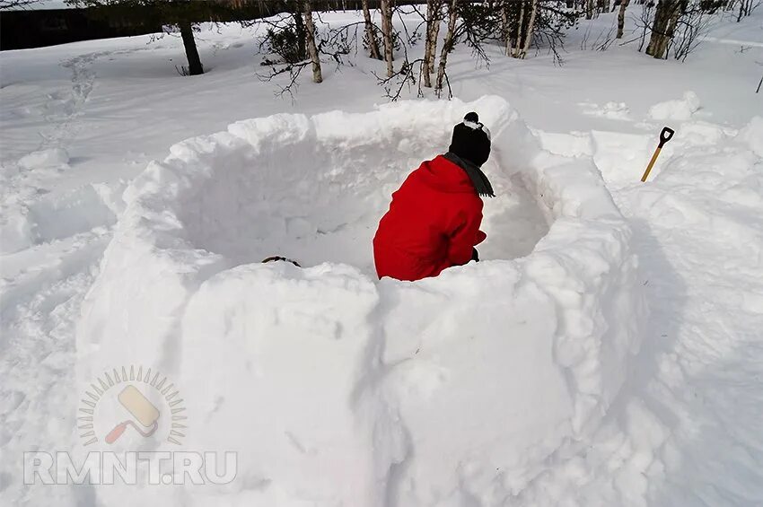 Постройки из снежных комков. Снежные укрытия из снега односторонние. Крепость из снежных комков. Иглу своими руками.